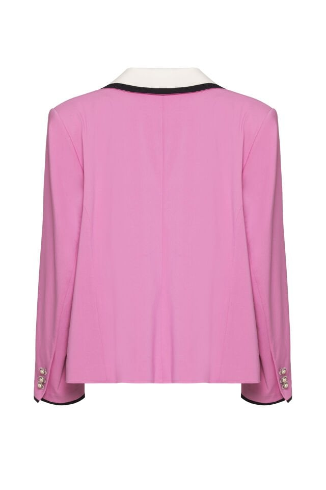 Pink Jacket With White Collardress