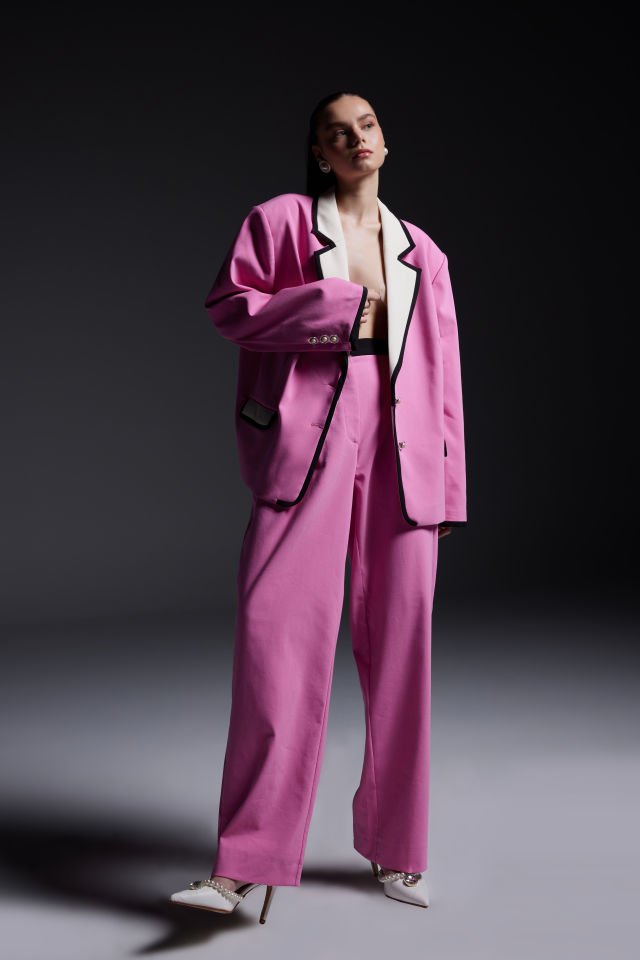 Pink Pant With Black Belt