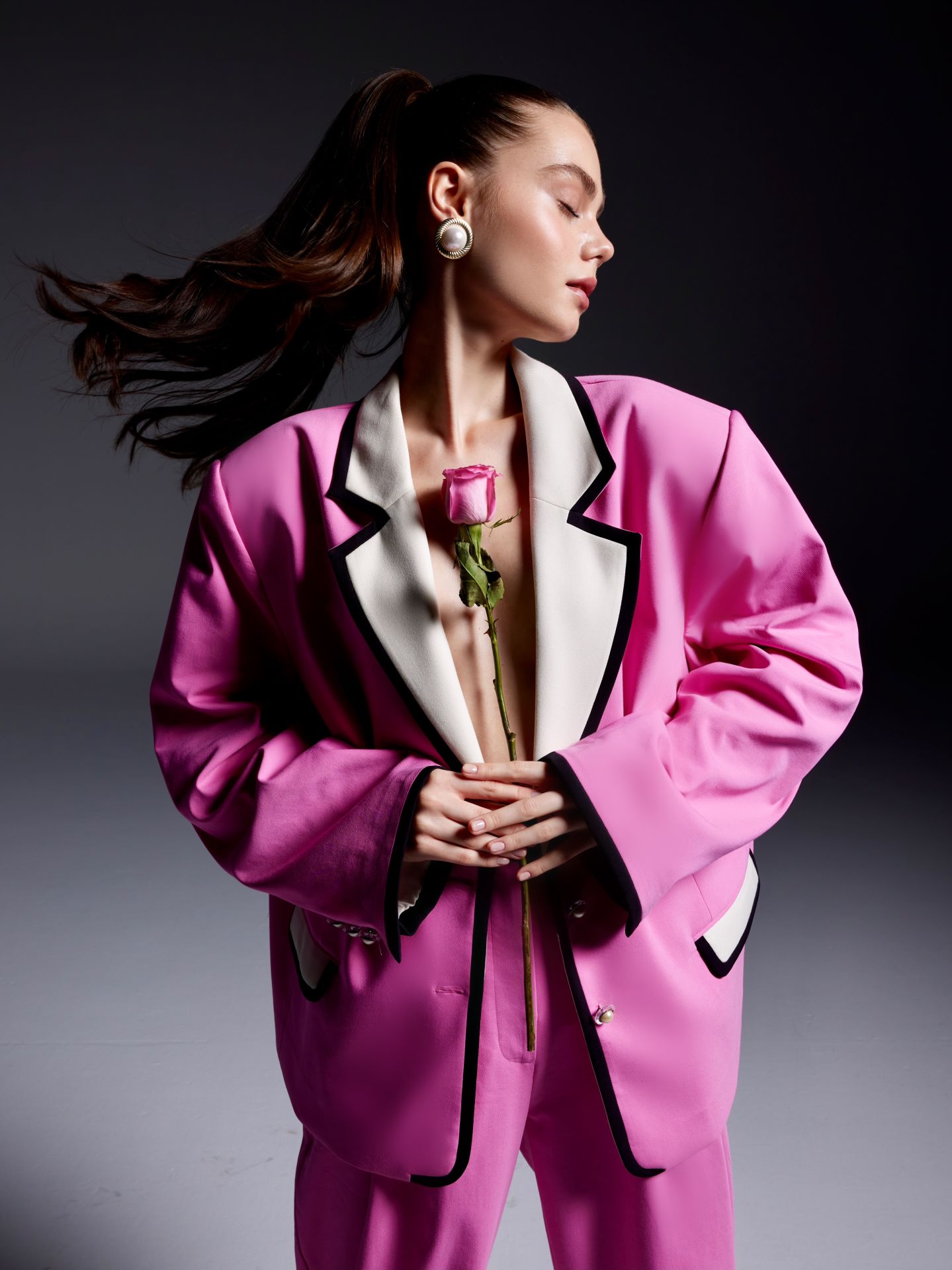 Pink Pant With Black Belt