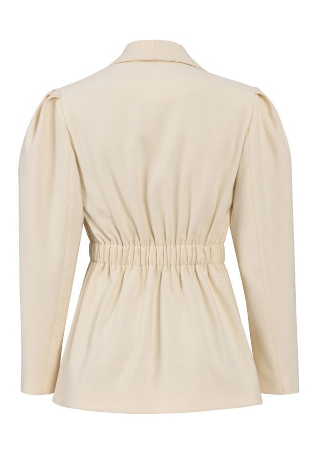 Cream Jacket with wide-shoulder detail, cotton cashmere