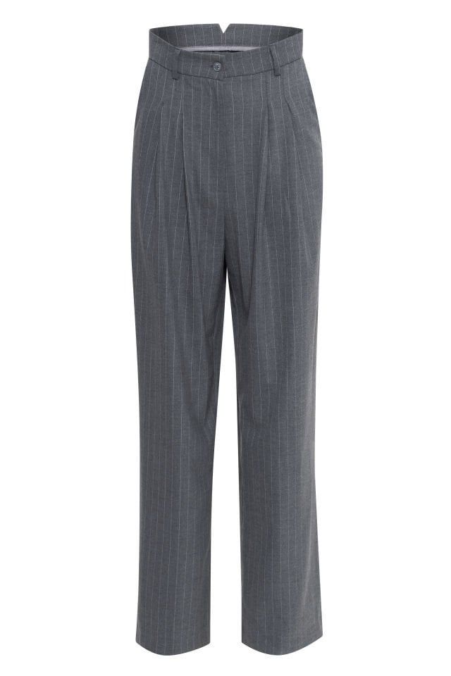 Gray Striped Pant with , white rope detail