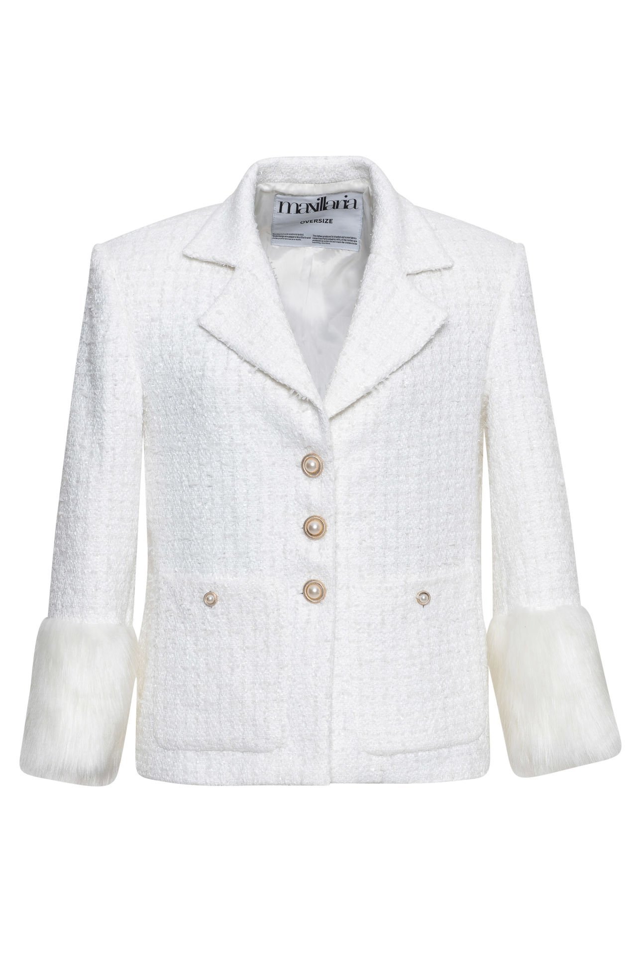 White Jacket & short waist with fur sleeves