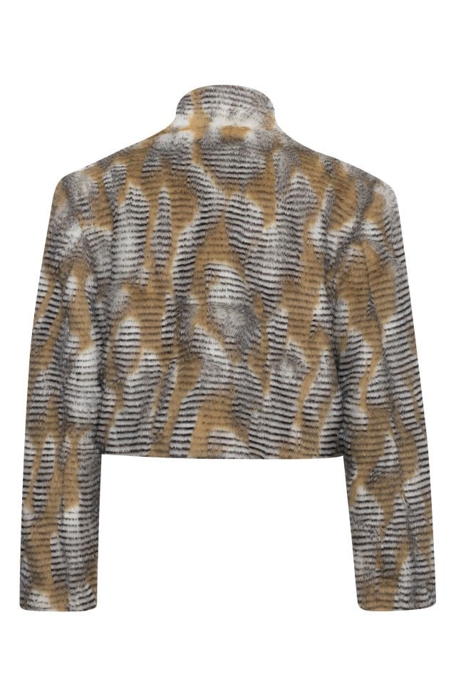 Cream shearling fur jacket & bird wing detail