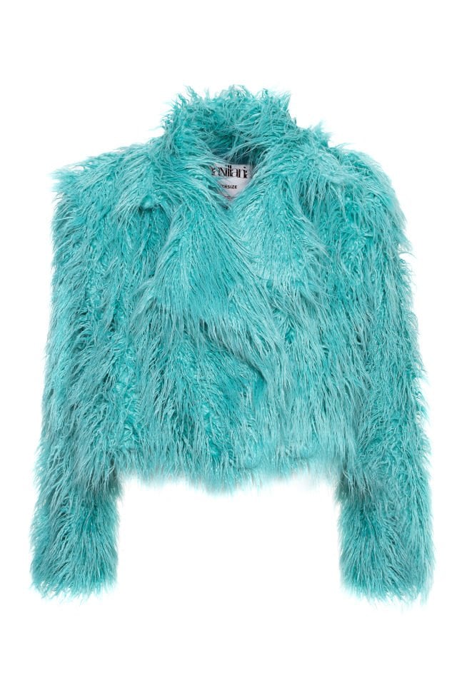 turquoise tasseled fur short waist