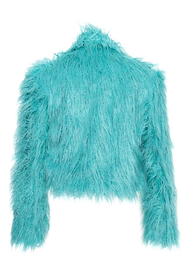 turquoise tasseled fur short waist