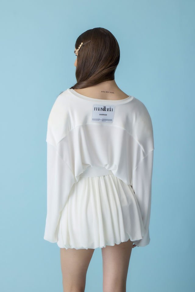 Oversized Wadded White Top