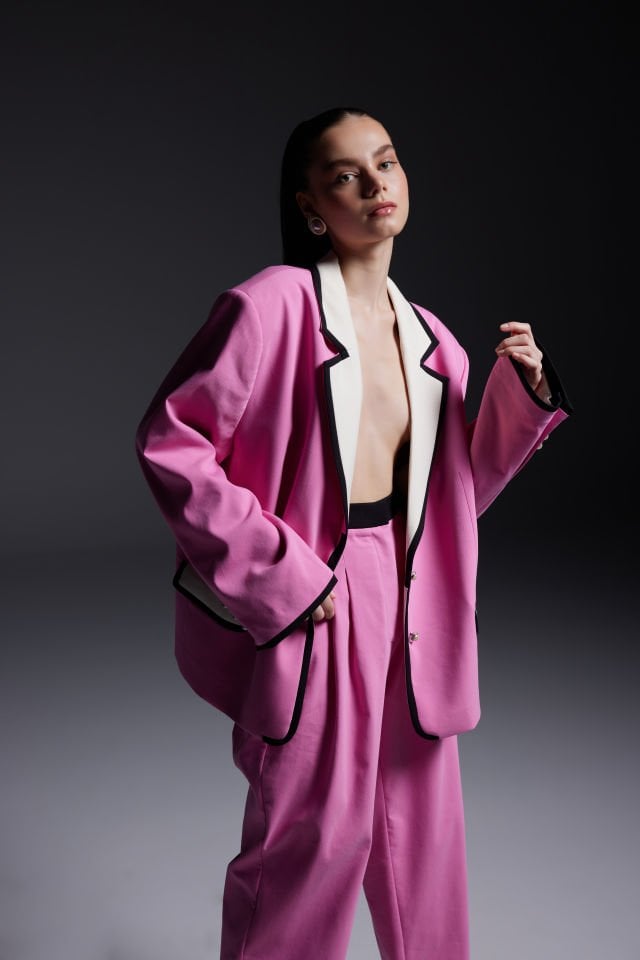 Pink Pant With Black Belt