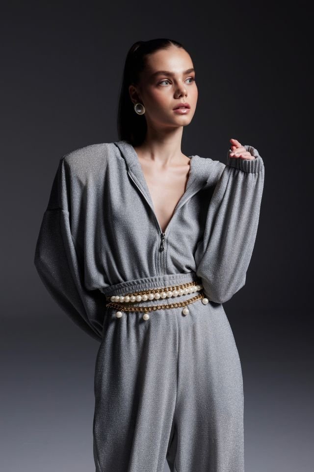 Gray & Silvery Venus Sweat Pant