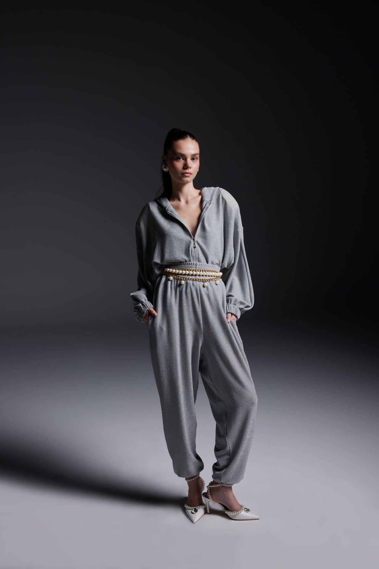 Gray & Silvery Venus Sweat Pant